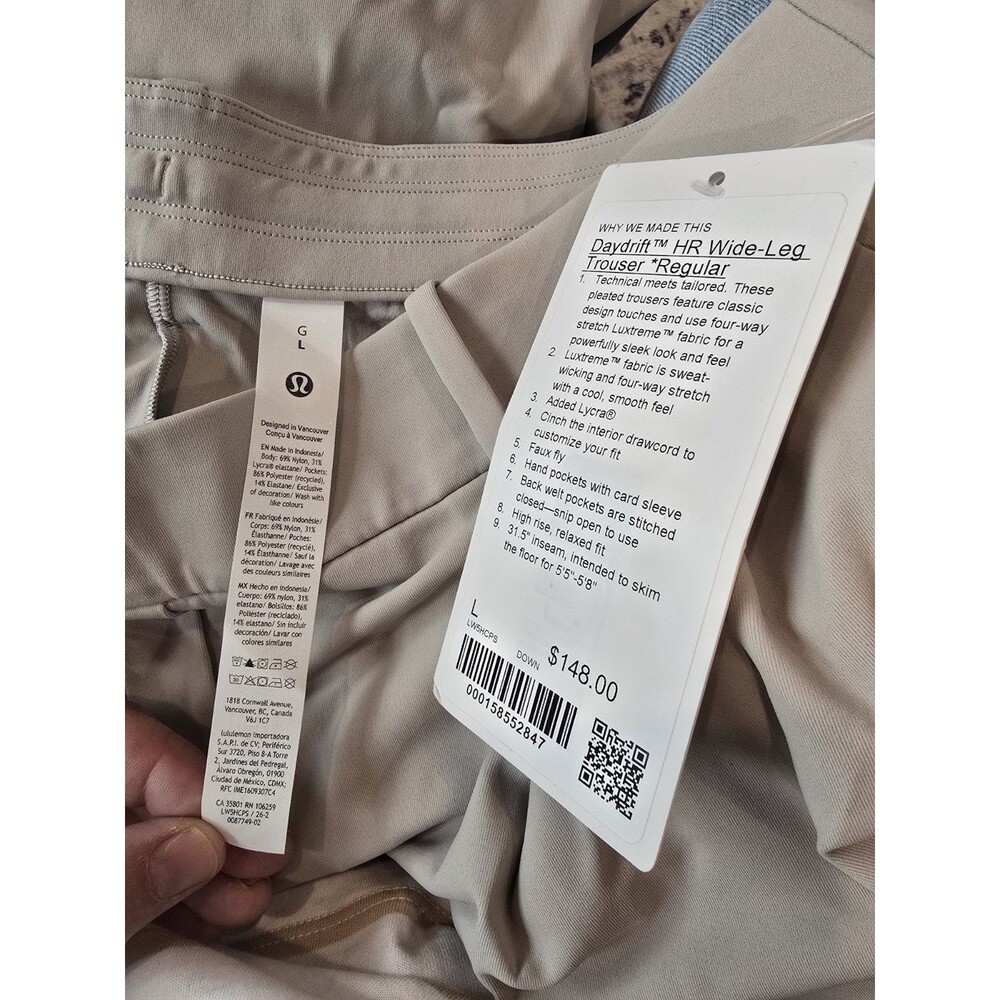 Lululemon Daydrift High-Rise Wide-Leg Trouser Regular Size L, Downtown Tan NWT - Picture 3 of 4